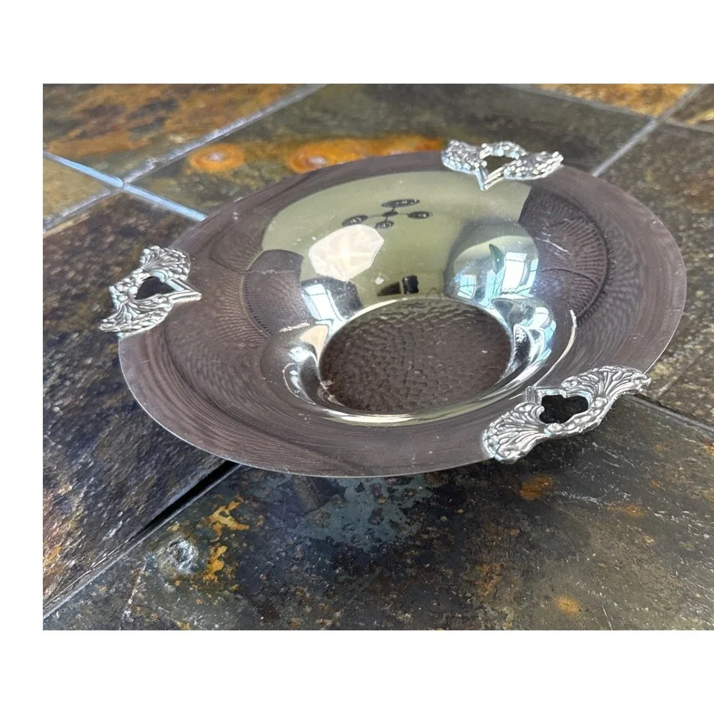 Decorative Footed Hammered Bowl Home Decor 8